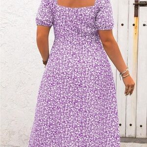 SHEIN Purple Floral Midi Dress